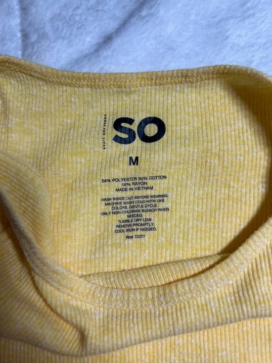 SO Yellow Ribbed Side-Drawstring Tank Top - Picture 3 of 6